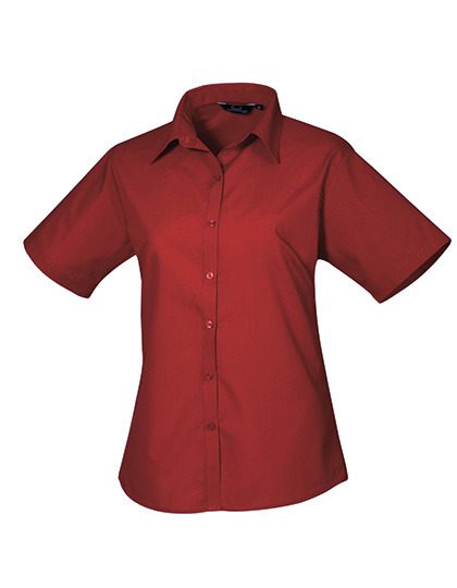 Women´s Poplin Short Sleeve Blouse – Premier Workwear in Burgundy