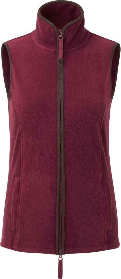 Women's 'artisan' Fleece Gilet – Premier in Burgundy/Brown