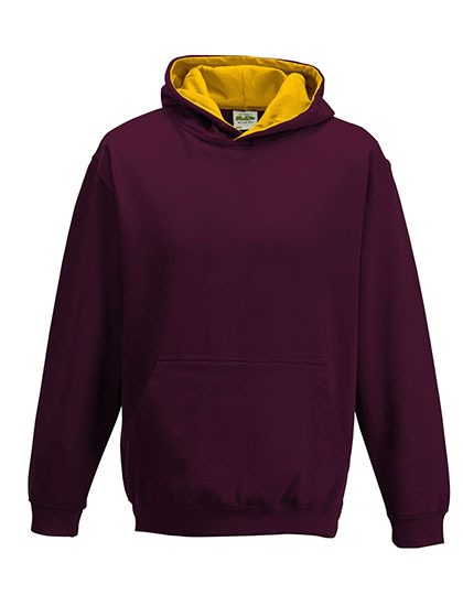 Kids´ Varsity Hoodie – Just Hoods in Burgundy/Gold