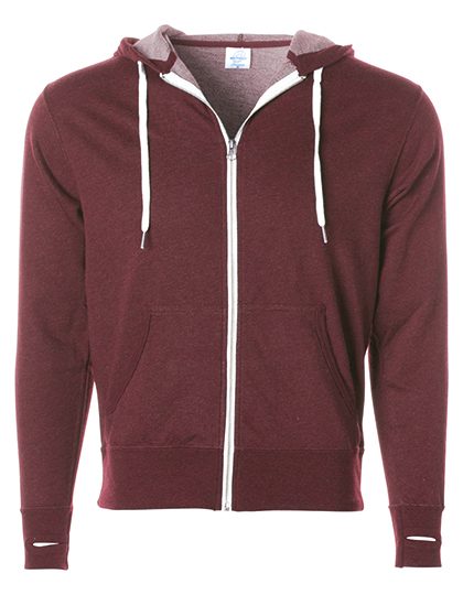 Unisex Midweight French Terry Zip Hood – Independent in Burgundy Heather