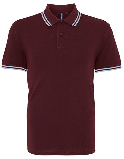 Men´s Classic Fit Tipped Polo – Asquith & Fox in Burgundy/Sky