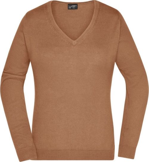 Damen V-Ausschnitt Pullover JN 658 – Daiber in Camel