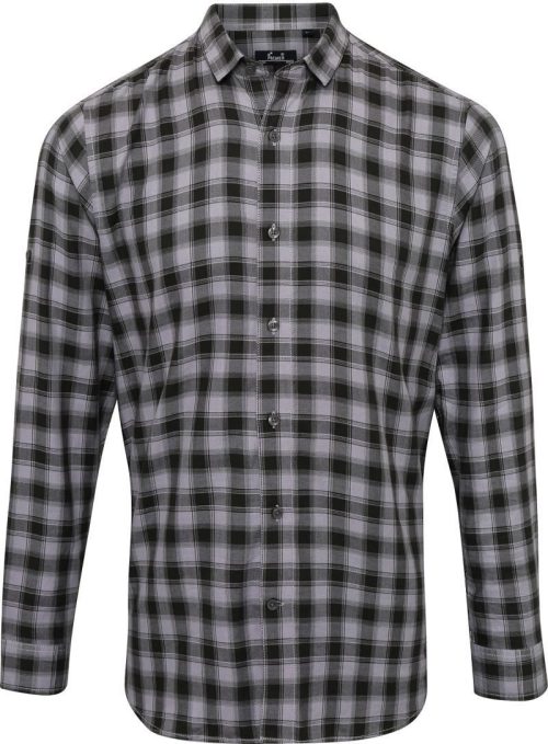 'mulligan' Check - Men's Long Sleeve Cotton Shirt – Premier in Camel/Navy