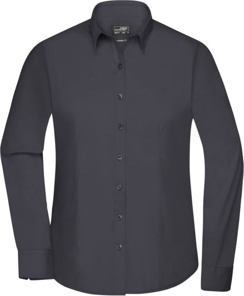 Popeline Bluse langarm JN 677 – Daiber in Carbon
