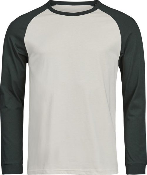 Baseball T-Shirt langarm "Unlabeled" TJ 1170 – Tee Jays in Cement/Dark Green