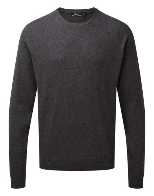 Men's Crew Neck Cotton Rich Knitted Sweater – Premier in Charcoal