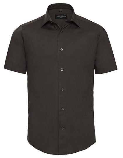 Men's Short Sleeve Fitted Stretch Shirt – Russell Athletic Collection in Chocolate