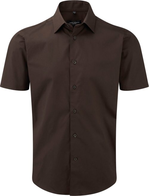 Men's Short Sleeve Easy Care Fitted Shirt R-947M-0 – Russell in Chocolate