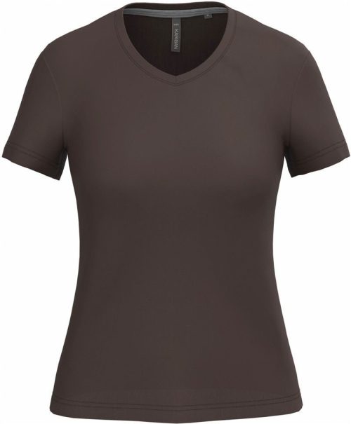 Damen V-Ausschnitt T-Shirt K 381 – Kariban in Chocolate