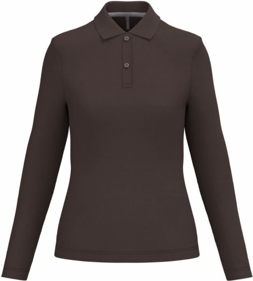 Damen Piqué Polo langarm K 244 – Kariban in Chocolate