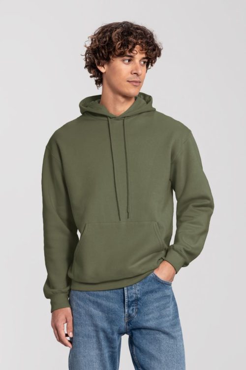 Schwerer Kapuzen Sweater Iconic Premium Hooded Sweat – Fruit of the Loom in Classic Olive