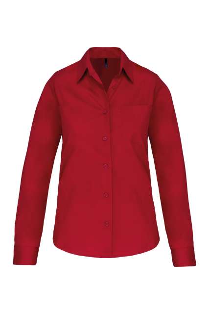 Ladies' Long-Sleeved Cotton Poplin Shirt – Kariban in Classic Red