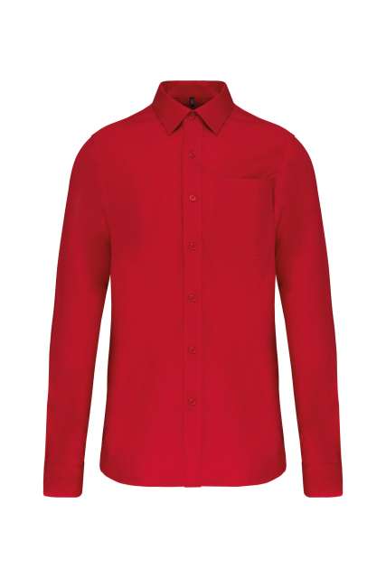 Men's Long-Sleeved Cotton Poplin Shirt – Kariban in Classic Red