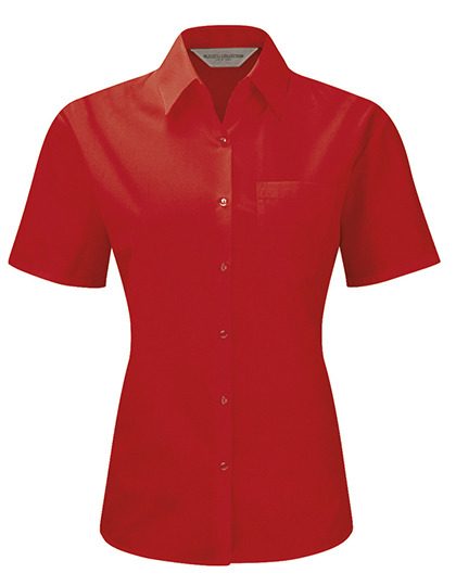 Ladies' Short Sleeve Classic Polycotton Poplin Shirt – Russell Athletic Collection in Classic Red