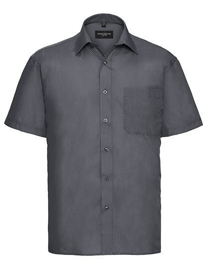 Men's Short Sleeve Classic Polycotton Poplin Shirt – Russell Athletic Collection in Convoy Grey