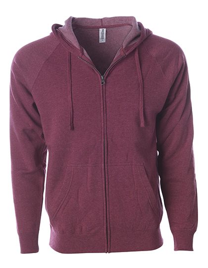 Unisex Midweight Special Blend Raglan Zip Hood – Independent in Crimson