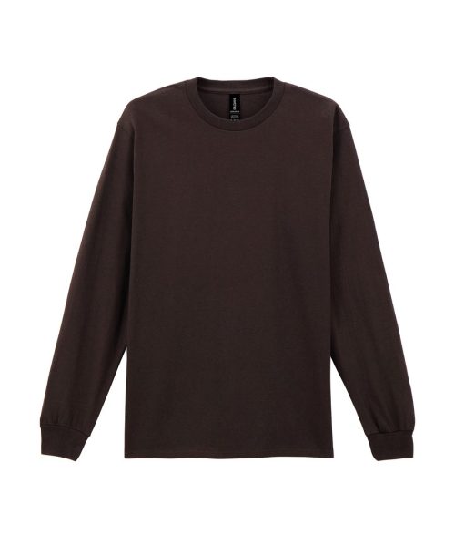 Ultra Cotton™ Long Sleeve T-Shirt – Gildan in Dark Chocolate
