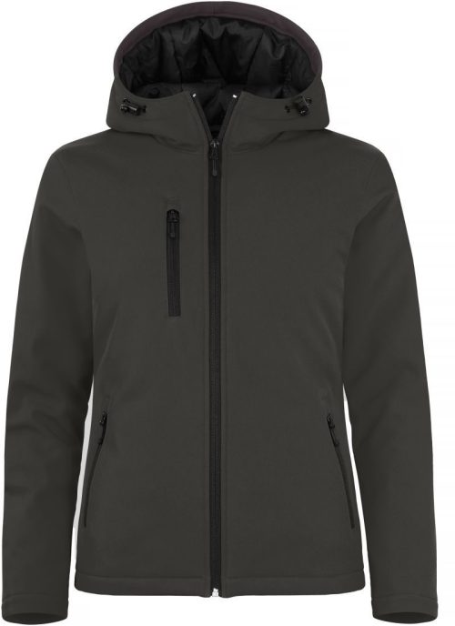 Wattierte Damen Kapuzen Softshell Jacke Padded Hooded Softshell Women – Clique in Dark Grey