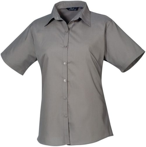 Women's Short Sleeve Poplin Blouse – Premier in Dark Grey