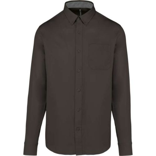 Men's Nevada Long-Sleeve Cotton Shirt – Kariban in Dark Grey