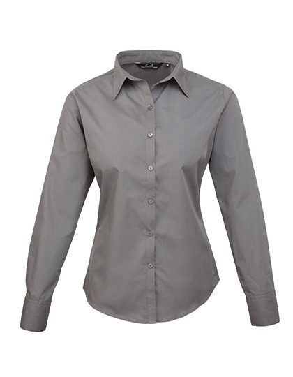 Women´s Poplin Long Sleeve Blouse – Premier Workwear in Dark Grey