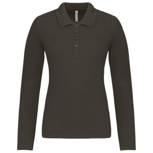 Damen Langarm-Polohemd. Baumwollpiqué K257 – Kariban in Dark Grey