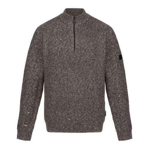 Solomon Zip-Neck Knitted Pullover – Regatta in Dark Grey Marl