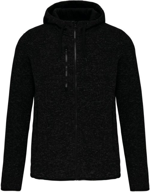 Herren Melange Kapuzen Strickfleece Jacke PA 365 – Kariban ProAct in Dark Grey Melange