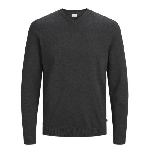 Basic Knit V-Neck 12137194 – JACK&amp;JONES in Dark Grey Melange