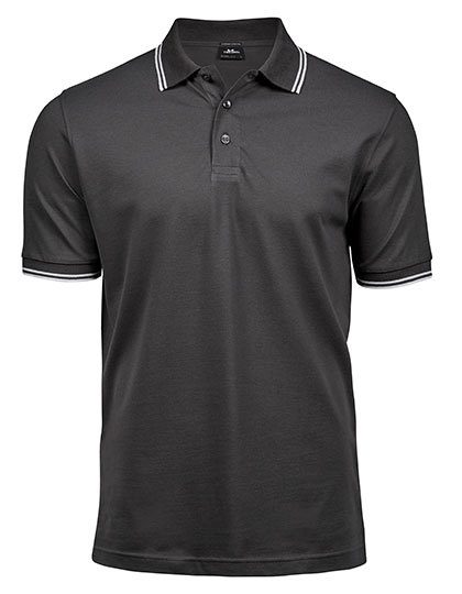 Men´s Luxury Stripe Stretch Polo – Tee Jays in Dark Grey (Solid)/White