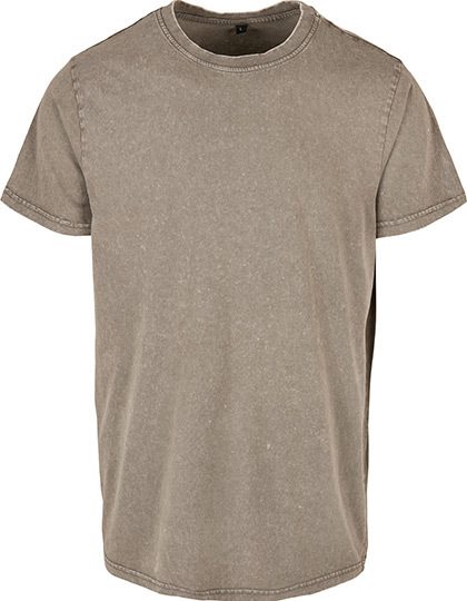 Acid Washed Round Neck Tee – Build Your Brand in Dark Khaki