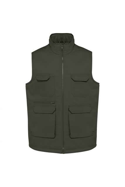 Unisex Padded Multi-Pocket Polycotton Vest – Designed To Work in Dark Khaki