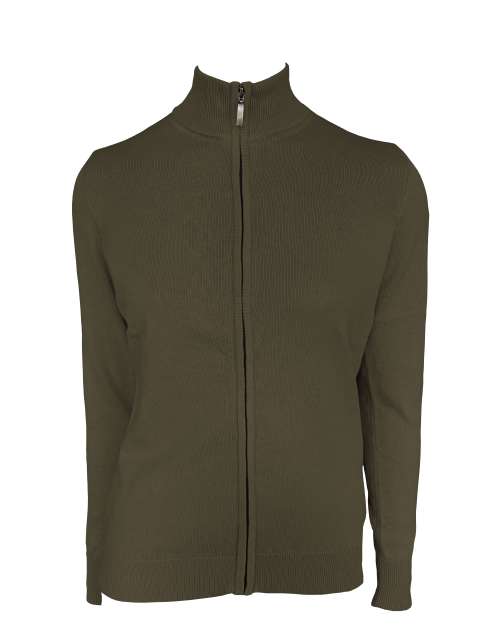 Women’s Full Zip Cardigan Fine Gauge Cotton – Legend Classics in Dark Khaki