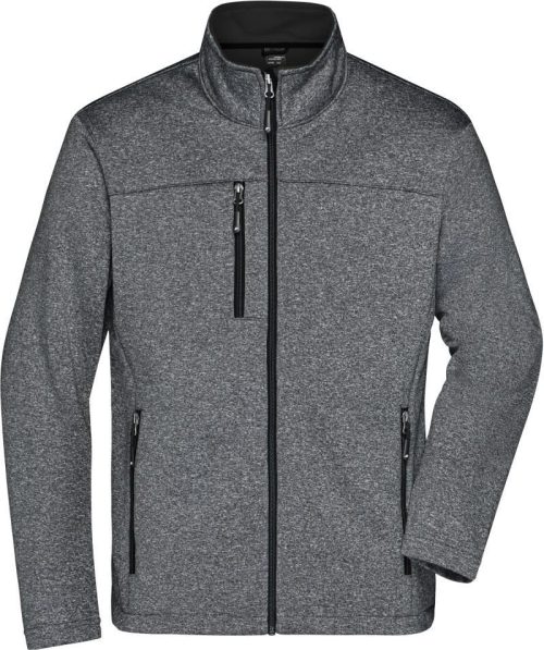 Herren 2-Lagen Melange Softshell Jacke JN 1148 – Daiber in Dark Melange/Black