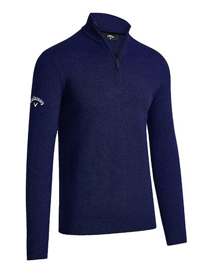 Men´s 1/4 Zipped Merino Sweater – Callaway in Dark Navy