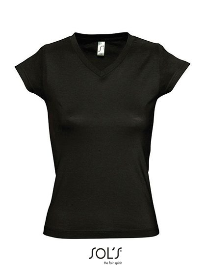 Women´s V-Neck-T-Shirt Moon – SOL´S in Deep Black