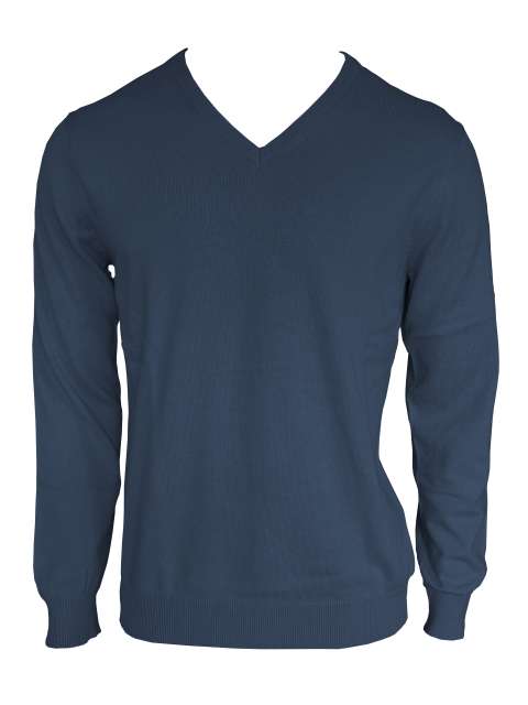 Men’s V-Neck Fine Gauge Cotton Pullover – Legend Classics in Deep Blue