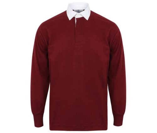 Classic Rugby Shirt FR100 – Front Row in Deep Burgundy / White