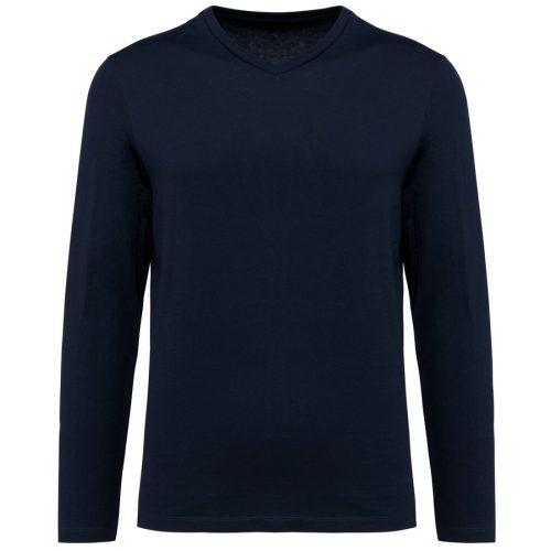 Supima® Herren-T-Shirt mit V-Ausschnitt und langen Ärmeln PK306 – Kariban Premium in Deep Navy