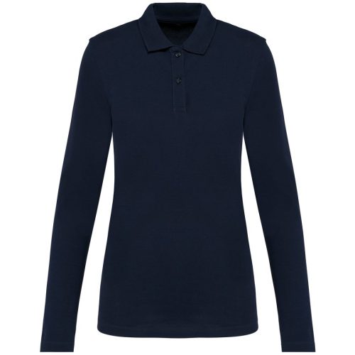 Supima® Damen-Polohemd mit langen Ärmeln PK203 – Kariban Premium in Deep Navy
