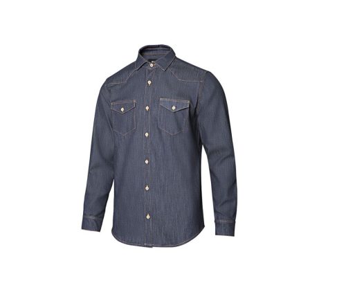 Men's Long-Sleeve Stretch Denim Shirt 405006S – Velilla in Denim