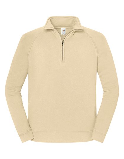 Iconic Premium Zip Neck Sweat – Fruit of the Loom in Desert Sand