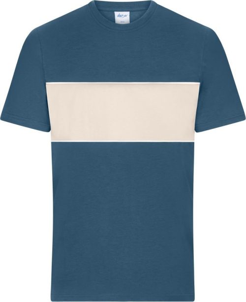 Bio T-Shirt "Colour-Block" 8049 – Daiber in Dusty Blue/Sandstone