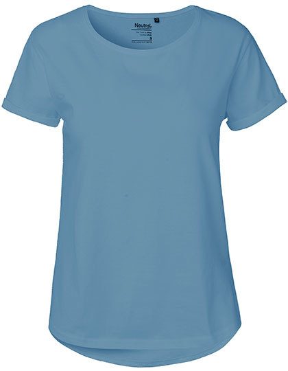 Damen Bio T-Shirt mit Umschlag O 80012 – Neutral in Dusty Indigo