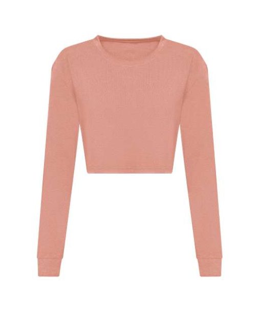 Women's L/S Cropped T – Just Ts in Dusty Pink