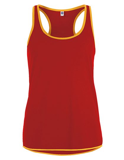 Ladies´ Contrast Sports Vest – Starworld in Fiesta Red/Gold