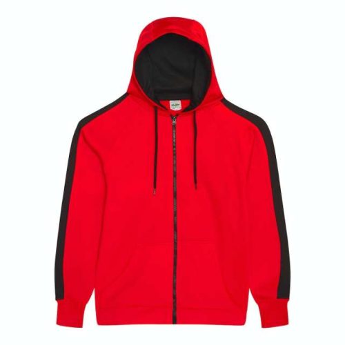 Sports Polyester Zoodie – Just Hoods in Fire Red/Jet Black