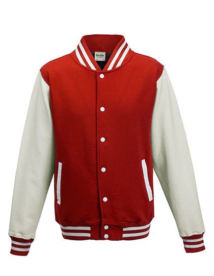 Varsity Jacket – Just Hoods in Fire Red/White