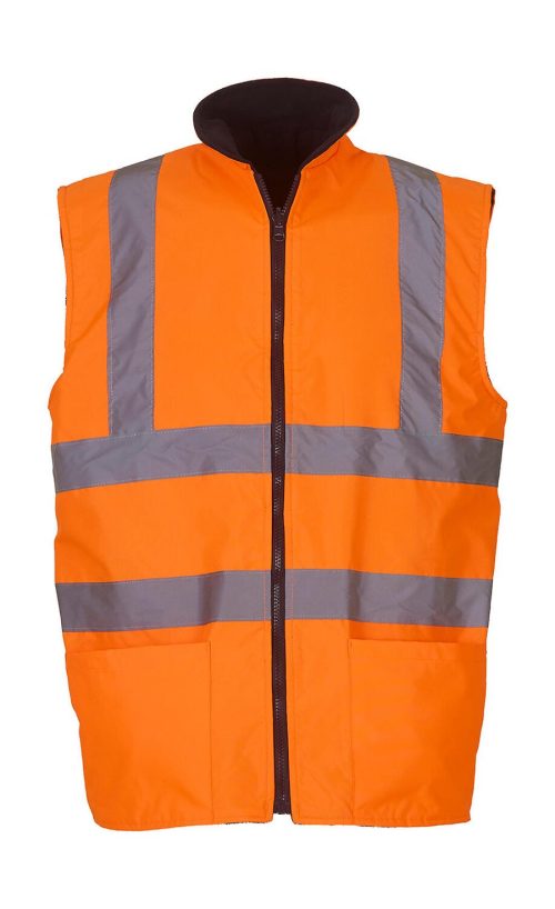 Hi-Vis Wende Fleece Bodywarmer HV 008F – Yoko in Fluo Orange