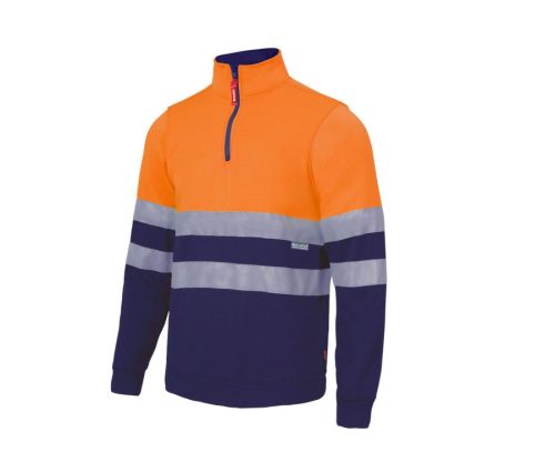 Two-Tone High Visibility Zip Sweatshirt 305701 – Velilla in Fluo Orange / Navy